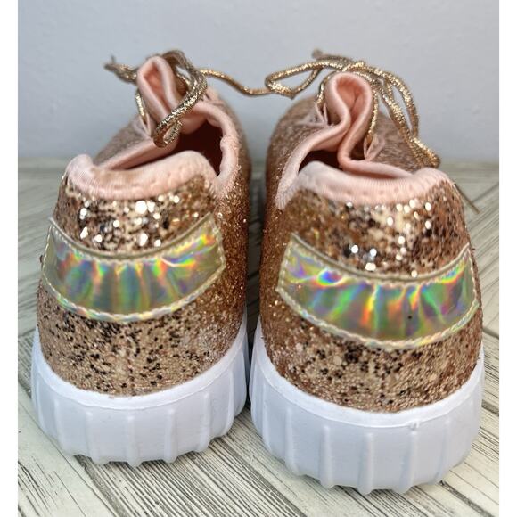 Rose Gold Glitter Glam Glaze Sneakers Size 10 - Picture 3 of 7